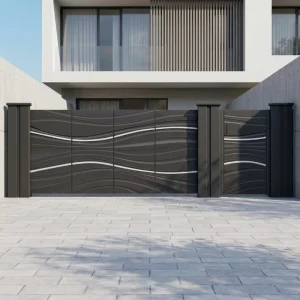 Modern Aluminum Gate with Wavy Lines Minimalist Art Courtyard Entry Gate
