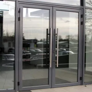 Modern Aluminum Glass Double Swing Casement Storefront Commercial Outdoor Patio Entrance Doors
