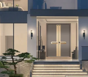 Modern Aluminum Pivot Double Entry Door Minimalist Nordic Sleek Flush Design