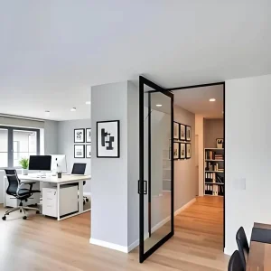 Modern Aluminum Security Tempered Glass Pivot Swing Door with Customized Colors and Hardware for Villa