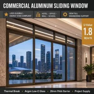 Modern Aluminum Swing Window Double-Glazed Thermal Break for Commercial Buildings and Hotels