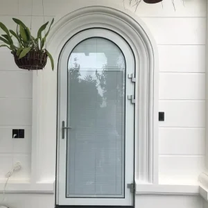 Modern Arch Aluminum Alloy Exterior Glass Door with Thermal Insulation and Double Tempered Glass for Villa