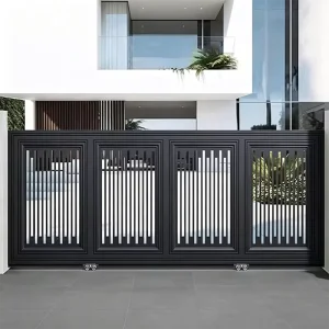 Modern Automatic Aluminum Swing Side Gate and Single Main Gate for Courtyard Villa Garden Fencing Application