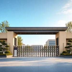 Modern Automatic Electric Aluminum and Stainless Steel Telescopic Security Gate for Factory Courtyard