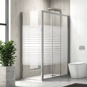 Modern Bathroom Glass Shower Door with Frosted Glass and Silk Screen Pattern