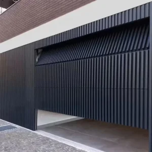 Modern Bi-Folding Tilt Up Steel Garage Door with Windproof Slatted Flush Mount Sectional Design for Villas