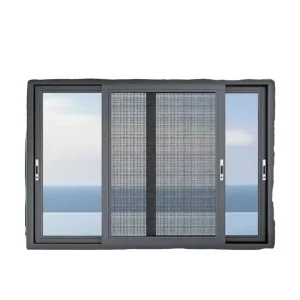 Modern Black Aluminum Alloy Horizontal Track System Sliding Window Heat Insulation Waterproof NFRC