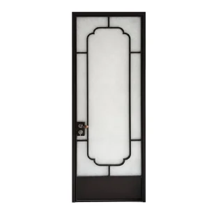Modern Black Aluminum Frame Frosted Glass Decorative Grille Interior Door with Lock for Bedroom Office