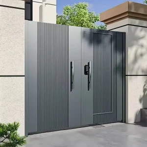 Modern Black Grey Residential Garden Aluminum Sliding Double-Door Gate
