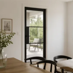 Modern Black Metal Frame Tempered Glass Steel Glass Door Factory Direct Supplier