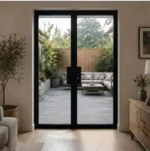 Modern Black Steel Metal Frame Tempered Glass Door for Villa Home Office
