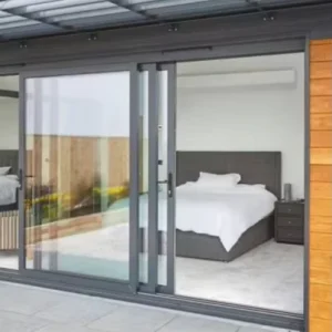 Modern Chinese Design Double-Glazed Sliding Glass Door with Stainless Steel, Sound Insulation, and Aluminum Alloy Slim Frame
