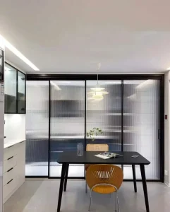 Modern Chinese Design Sliding Glass Door with Aluminum Frame Custom Color for Interior Security Bathroom Kitchen