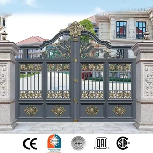Modern Chinese-Style Aluminum Alloy Courtyard Gate with Electric Remote Control for Villa Garden