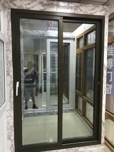 Modern Classic PVC Kitchen Sliding Door with Brown and White Plastic and Tempered Double-Glazed Glass