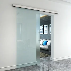 Modern Classical American Sliding Glass Barn Door with Frosted Tempered Glass and Alloy Hardware for Hotels