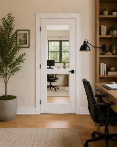 Modern Commercial Pantry Slab Door with 2-Lite White Solid Glass for Office