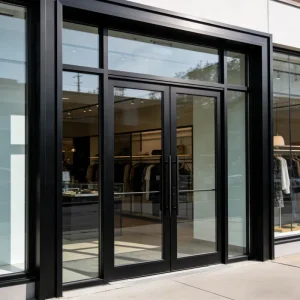 Modern Commercial Storefront Custom Double Outdoor Glass Aluminum Entrance Doors