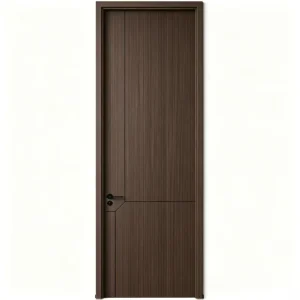 Modern Dark Wood Grain Interior Door Minimalist Geometric Design Customizable Size Thickness Bedroom Hotels Apartments