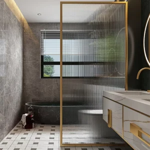 Modern Decorative Frosted Patterned Tempered Glass Bathroom Dry-Wet Separation Partition Screen