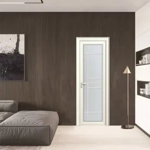 Modern Decorative Kitchen & Bathroom Frosted Glass Aluminum Swing Door for Apartment Interior