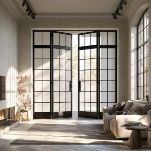 Modern Design Custom Thermal Break Balcony Bedroom Villa Commercial Aluminum Exterior Entry French Swing Doors