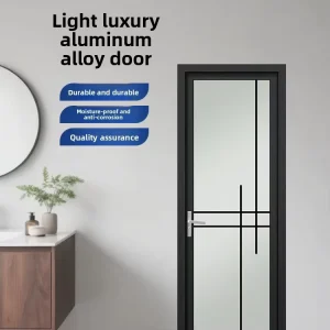 Modern Design Double-Layer Tempered Glass Interior Door Aluminum Alloy for Bedroom Kitchen Washroom and Living Room Use