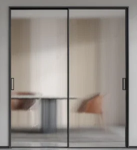 Modern Design Double Layer Tempered Glass Sliding Door with Aluminum Alloy Finished Surface Thermal Insulation Door