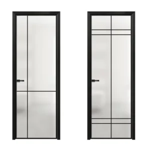 Modern Design Glass Door Bathroom Frosted Glass Door Shower Frosted Glass Aluminum Frame Swing Casement Door
