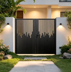 Modern Design Villa Aluminum Alloy Door Automatic Swing Gate Courtyard Entrance Security Easy Installation