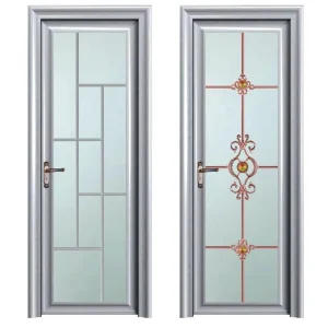 Modern Design Waterproof Finished Aluminum Alloy Double Glass Frosted Casement Door Interior Bathroom Door