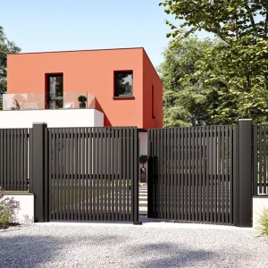 Modern Double Door Retractable Automatic Hurricane Proof Iron Garden Gate