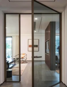 Modern Double-Glazed Iron Glass Swing Door with Custom Design for Villas