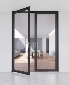 Modern Double Leaf Soundproof Tempered Glass Swing Door Aluminum Entrance for Interior Garden and Exterior Living Room