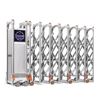 Modern Double Motor Trackless Automatic Retractable Gate Full Screen Steel & Aluminum Alloy Sliding Fence Gate for Hotels