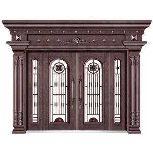 Modern Double Non-Standard Exterior Steel Door with Glass