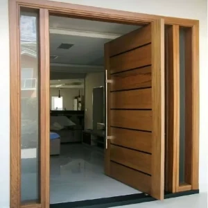 Modern Double Solid Wood Door for Secure House and Wood Front Door with Glass