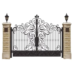 Modern Double-Swing Automatic Aluminum Retractable Driveway Gate with Powder Coating