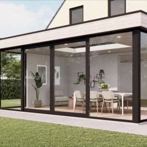 Modern Double Tempered Glass Energy Efficient Hurricane Proof Aluminum Sliding Door For Bedroom Balcony Villa Hotel