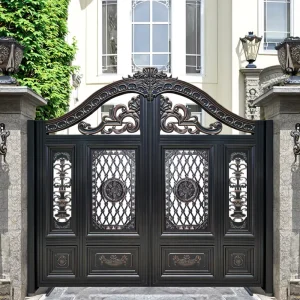 Modern Durable Metal Gate Design Exterior Large Main Entry Doors Privacy Aluminum Fencing Driveway Gates Villa Hotel