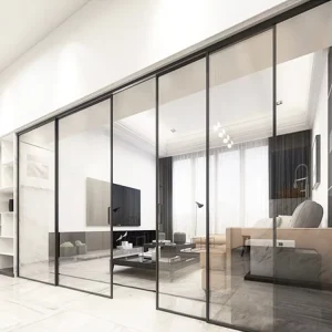 Modern Exterior Stacking Balcony Patio Aluminum Sliding Doors Double-Glazed Windproof Glass Door