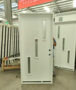 Modern Fiberglass Pre hung Entry Door Vertical Multiple Frosted Glass Exterior Front Door for Villa Residence