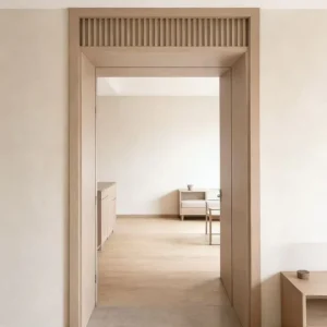 Modern Flat Panel Wood Plastic Composite Chinese-Style Door with Frame
