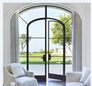Modern Floor To Ceiling Double Glass Door Balcony Patio French Swing Slim Frame Tempered Glazed Exterior Residential