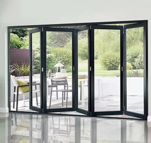 Modern Foldable Aluminium Bifold Doors Double Glazing Tempered Glass Customized Size Color Design Courtyard