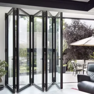 Modern Foldable Waterproof Bifold Doors Security Exterior Soundproof Aluminum Glass Doors for Outdoor Use