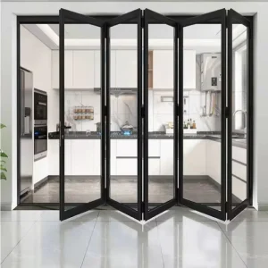 Modern Frameless Sliding Folding Tempered Glass Doors Exterior Aluminum Door