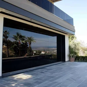 Modern Frameless Tempered Glass Garage Door Elevated Heat insulated Anti theft Flap sliding Residential Garage Door