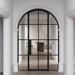 Modern French Aluminium Swing Door with Grid Glass for Exterior Entry, Factory Direct