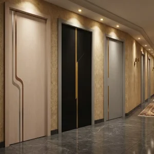 Modern French-Design Solid Wood Double Glass Door with Sound Insulation for Hotels, Hospitals, and Basements